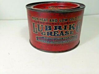 Vintage Lubriko Grease,  M21 Density,  1 Lb.  Can.  3/4 Full,  Rare