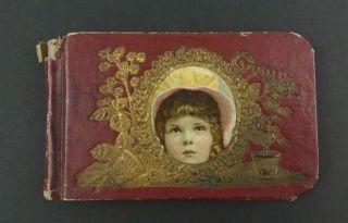 Antique Late 1800s Autograph Book With Handwritten Inscriptions Ornate Cover