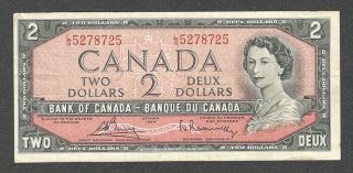 1954 Radar $2.  00 5278725 Rare 4 - Digit Key Bank Of Canada Qeii Two Dollars