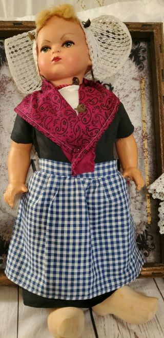 Antique DUTCH GIRL Walking Doll Composition And Wood Germany Clothing 2