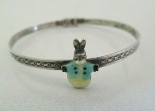Hard - To - Find Antique Peter Rabbit Sterling Silver & Enamel Baby Child 