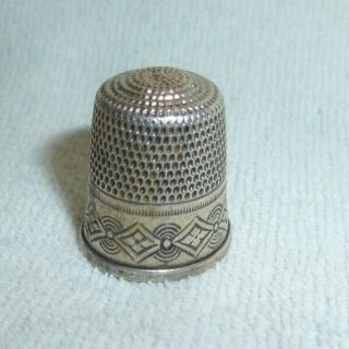 Antique Simons Brothers Sterling Silver Thimble Size 9 Geometric Art Deco