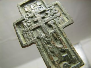 Very Rare Late Medieval Bronze Cross Pendant Authentic.  Relief 1521