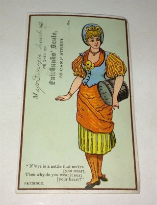 Rare Antique Victorian American Fairbanks Scale Weight Advertising Trade Card 2