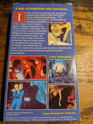 Rare Phantom of the Opera cartoon Just For Kids VHS classic horror 1987 animated 2