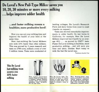 Rare Vintage 1962 De Laval Dairy Milking Machine Brochure Pail - Type Milker 2