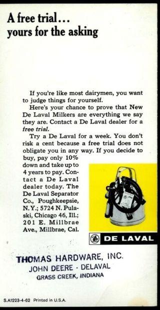 Rare Vintage 1962 De Laval Dairy Milking Machine Brochure Pail - Type Milker 3