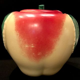 Vintage 1940 ' s Hull Blushing Apple Shaped Cookie Jar Ceramic 2