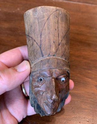 Antique Hand - Carved Native American Indian Pipe Bowl