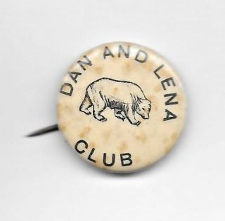 Rare Early 1900s Dan And Lena Club Lapel Pin - Very Early Nudist Naturist Group