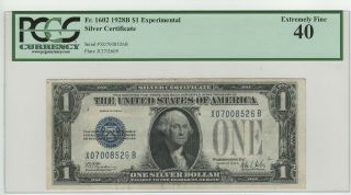 Rare 1928b $1 Experimental Silver Certificate Xb Block Real Graded Note