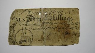 1754 Forty Shillings North Carolina Nc Colonial Currency Note Bill Rare 40s