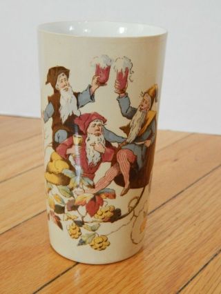 Antique Villeroy & Boch Mettlach Ceramic Beer Tumbler Drinking Gnomes