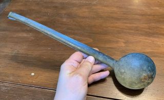 Antique Civil War Era Handcrafted Tin Soup Ladle,  14 "