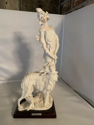 Rare Giuseppe Armani 1987 Porcelain Florence Figurine Lady With Dog Stamped Vtg