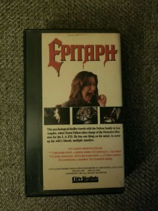 Epitaph VHS Horror Cut Box 1987 Ultra Rare Campy 80 ' s Slasher 2