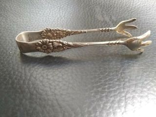 Antique Reed & Barton Sterling Silver Sunflower Sugar Tongs