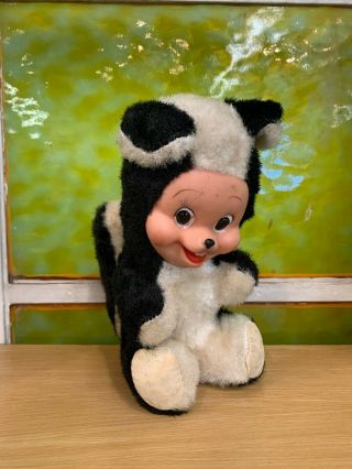 Vtg Vintage Skunk Rubber Face Plush Toy Stuffed Animal - Made In Japan