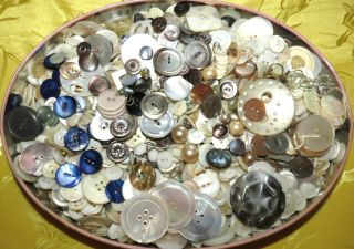 Antique Vintage 4 1/2 Lbs Mop Mother Of Pearl Shell Abalone Buttons Craft Sewing