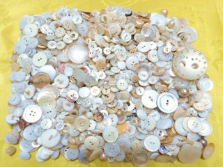 Antique Vintage 4 1/2 lbs MOP Mother of Pearl SHELL ABALONE Buttons Craft Sewing 2