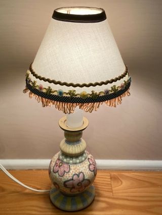 Vintage Mackenzie Childs Painted Bedside Candlestick Lamp Rare Retired