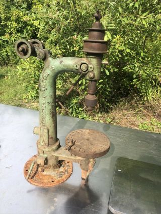 Rare Antique Burke Machine Tool Co Blacksmith Drill Press Small Bench Model