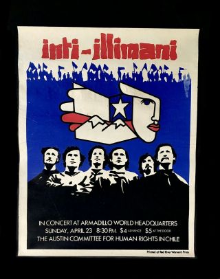 1978 - Rare Armadillo Whq - Austin Texas - Big Concert Poster - Inti - Illimani