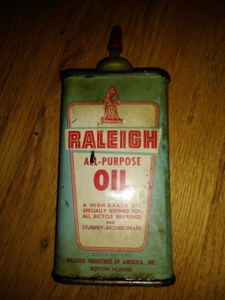 VINTAGE RALEIGH ALL - PURPOSE OIL CAN ROUGH AND RARE 2