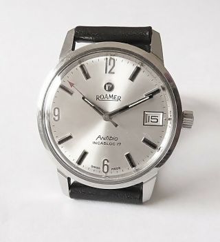 Men’s Rare Vintage Swiss Roamer Anfibio 17 Jewel Calendar Watch C1960’s