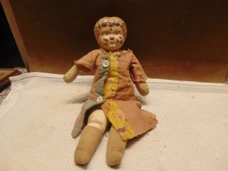 Antique Metal Tin Head Doll Approx.  10 1/2 Inches Long