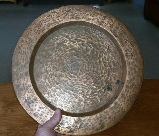 Art & Crafts Hand Hammered Solid Copper Large Charger Plate Antique Craftsman