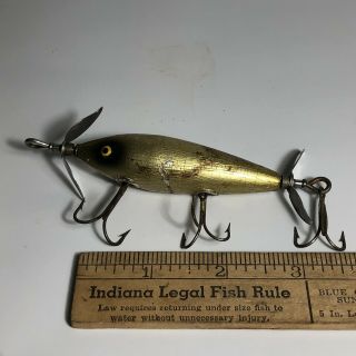 Old Vintage Glass Eye Wooden Fishing Lure 2