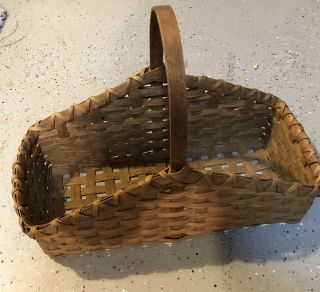 Old Antique Vintage Wicker Basket 19” X 8 1/2” Unique & Rare