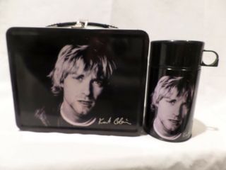 Rare Nirvana " Kurt Cobain " Metal Lunch Box With Matching Thermos By Neco 2001 Li