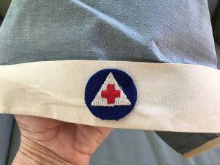 Vintage American Red Cross Nurse Volunteer’s Hat Button Cap 1940’s Rare Patch