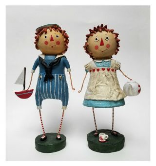 Vintage Lori Mitchell Raggedy Ann & Andy 12 Inch Tall Figurines