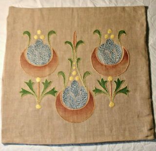 Arts And Crafts Art Nouveau Mission Embroidered Pillow Cover Fine
