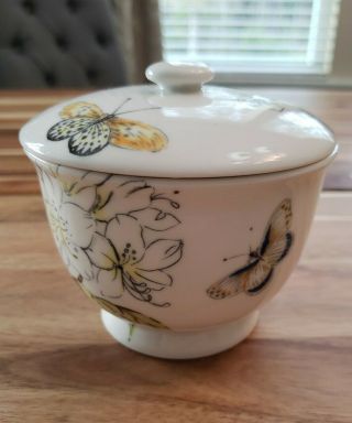 Anthropologie Butterfly Study Sugar Bowl,  Pre - Owned,  Flowers,  Rare