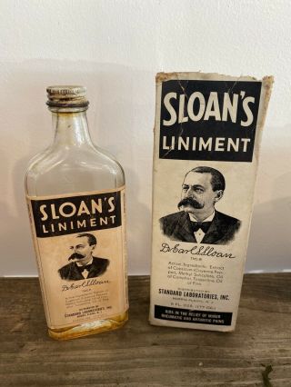 Antique Vintage Sloan’s Liniment Embossed Glass Medicine Bottle (1/2 Full) 6 Oz.