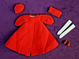 Vintage Barbie Red Flare Outfit 939 Nm/c Coat Hat Purse Gloves Shoes Bin
