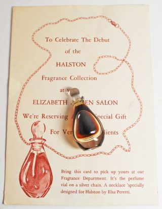 Rare 1975 Halston Fragrance Elizabeth Arden Elsa Peretti Bottle Illustration Art