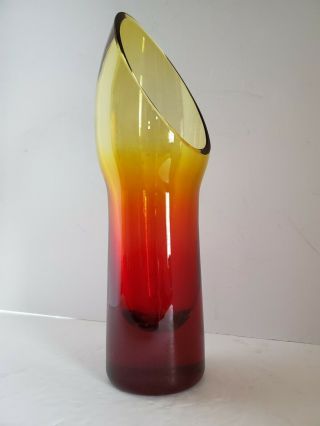 Rare Vintage Mid - Century Modern Blenko Amberina Art Glass Vase 12.  5 "