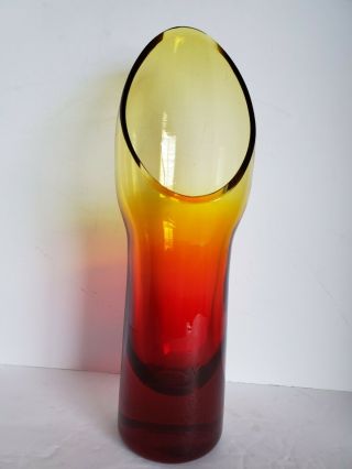 RARE Vintage Mid - Century Modern BLENKO Amberina Art Glass Vase 12.  5 