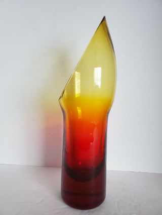 RARE Vintage Mid - Century Modern BLENKO Amberina Art Glass Vase 12.  5 