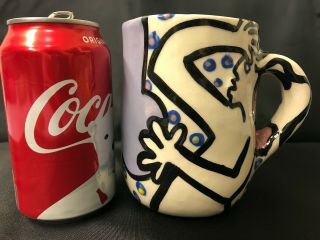 Rare Keith Haring Safe Sex Hand Made Ceramic Mug Signed " Mónócó "