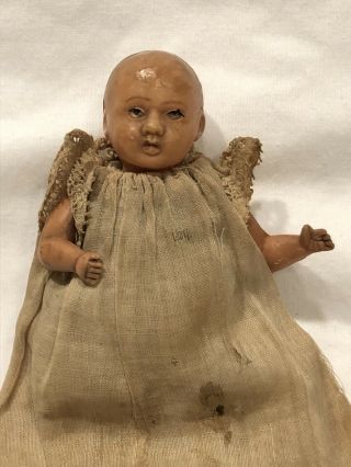 Antique German Celluloid Baby Doll From Early 1900’s Dollhouse (missing 2 Legs)