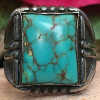 Rare Vintage Old Pawn Navajo Sterling Royston Spiderweb Turquoise Ring Sz 8.  5