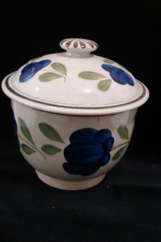 Antique Soft Paste (porcelain) Covered Jar/bowl Leeds/staffordshire ?