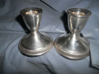 Elegant Weighted Sterling Silver Candle Holders 3.  5 Inches Tall