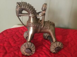 Vintage Brass Toy Horse With Rider